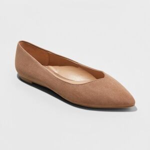 A New Day Taupe Brown Suede Pointed Ballet Flats